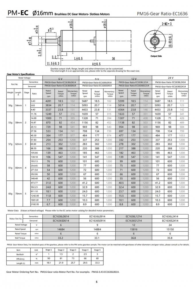 Φ16mm brushless dc gear motor